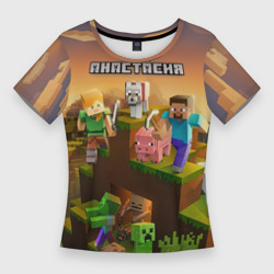 Женская футболка 3D Slim Анастасия Minecraft
