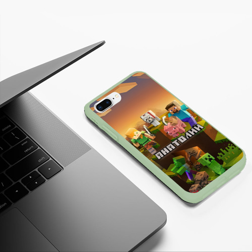 Чехол для iPhone 7Plus/8 Plus матовый Анатолий Minecraft, цвет салатовый - фото 5