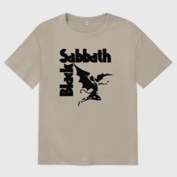 Женская футболка хлопок Oversize Блэк Саббат метал