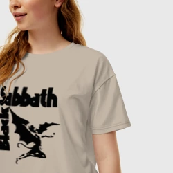 Женская футболка хлопок Oversize Блэк Саббат метал - фото 2