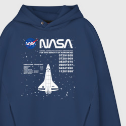 Худи с принтом NASA ракета для мужчины, вид на модели спереди №3. Цвет основы: темно-синий