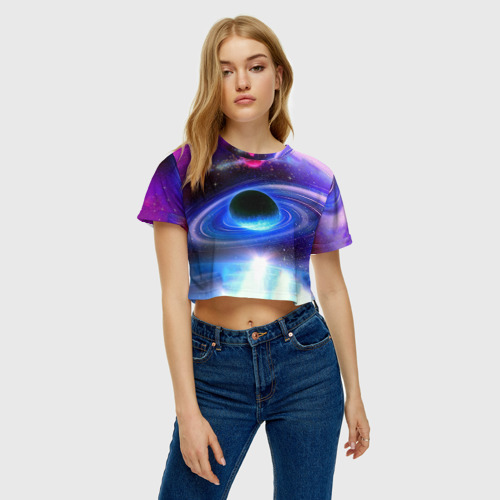 Женская футболка Crop-top 3D Центр галактики, цвет 3D печать - фото 4