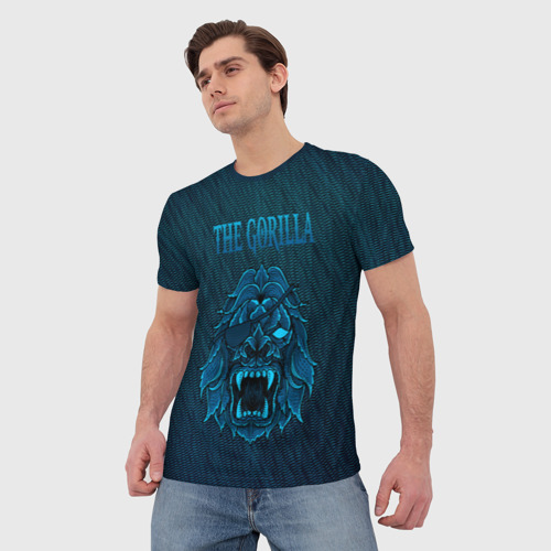 Мужская футболка 3D с принтом Одноглазая горилла, фото на моделе #1