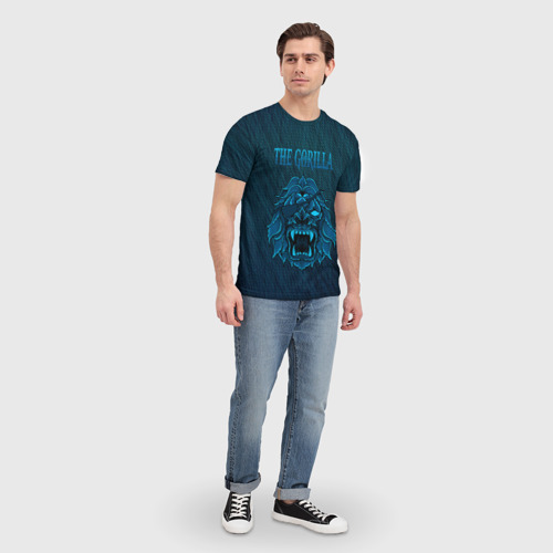 Мужская футболка 3D с принтом Одноглазая горилла, вид сбоку #3
