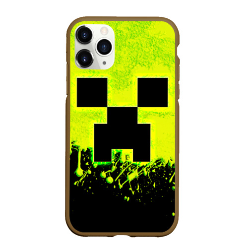 Чехол для iPhone 11 Pro Max матовый Creeper neon, цвет коричневый