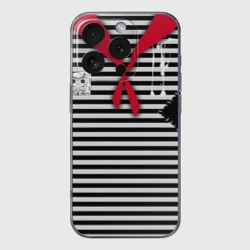 Чехол для iPhone 16 Pro силиконовый с защитой камеры Костюм пионера-разбойника карнавальный тельняшка