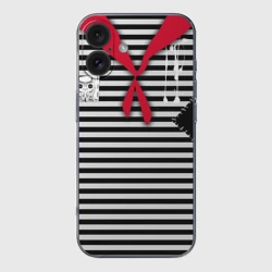 Чехол для iPhone 16 силиконовый с защитой камеры Костюм пионера-разбойника карнавальный тельняшка