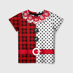 Образ новогоднего Клоуна фольклорный красно-белый – Детская футболка 3D с принтом купить со скидкой в -33%