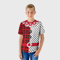 Детская футболка 3D Образ новогоднего Клоуна фольклорный красно-белый - фото 2