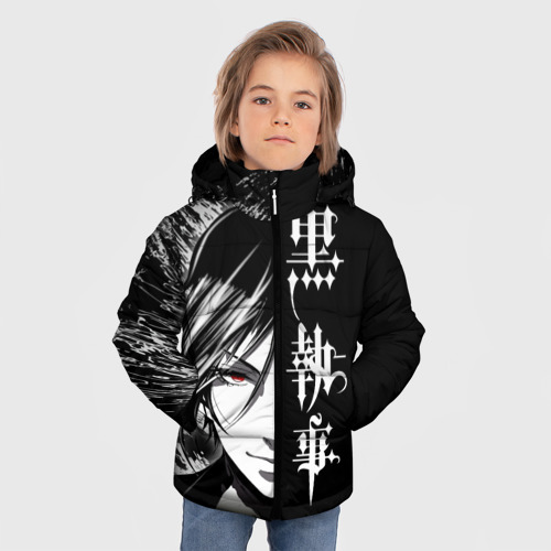 Зимняя куртка для мальчиков 3D с принтом Тёмный Дворецкий Себастиан, фото на моделе #1