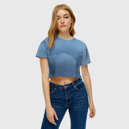 Женская футболка Crop-top 3D Облачные разводы, цвет 3D печать - фото 3