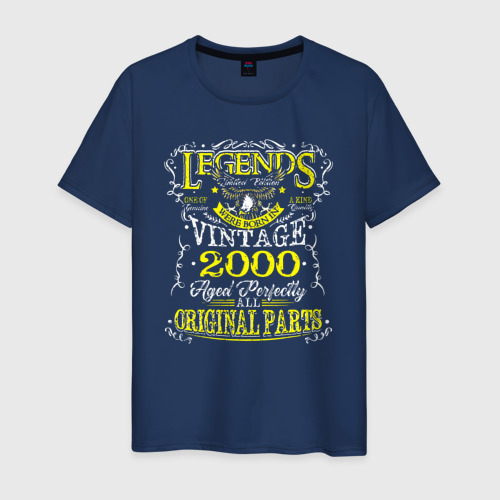 Мужская футболка из хлопка с принтом Легенда 2000 оригинальные детали, вид спереди №1