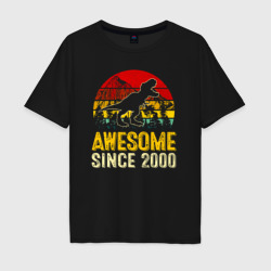 Мужская футболка хлопок Oversize Потрясающий динозавр 2000 года