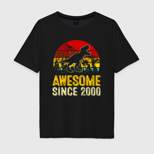 Мужская футболка хлопок Oversize Потрясающий динозавр 2000 года, цвет черный