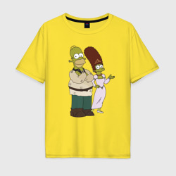 Homer and Marge in Shrek style – Мужская футболка хлопок Oversize с принтом купить со скидкой в -16%