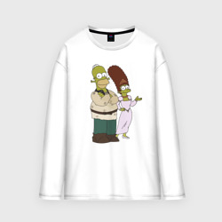 Мужской лонгслив oversize хлопок Homer and Marge in Shrek style