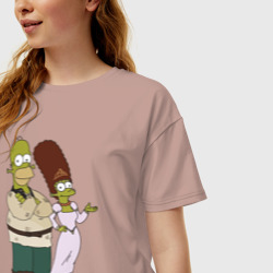 Женская футболка хлопок Oversize Homer and Marge in Shrek style - фото 2