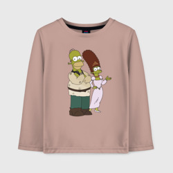 Детский лонгслив хлопок Homer and Marge in Shrek style