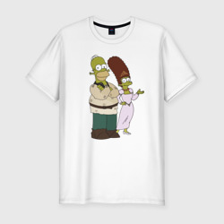Мужская футболка хлопок Slim Homer and Marge in Shrek style