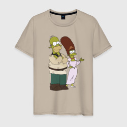 Мужская футболка хлопок Homer and Marge in Shrek style