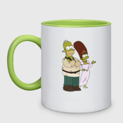 Кружка двухцветная Homer and Marge in Shrek style