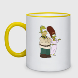 Кружка двухцветная Homer and Marge in Shrek style