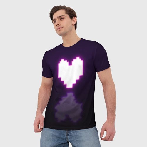 Мужская футболка 3D с принтом Undertale heart neon, фото на моделе #1