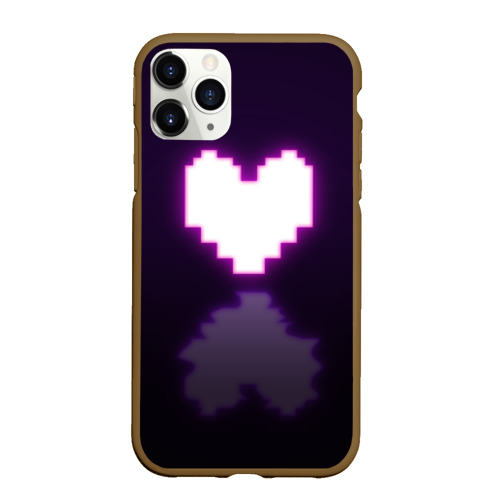 Чехол для iPhone 11 Pro Max матовый Undertale heart neon, цвет коричневый