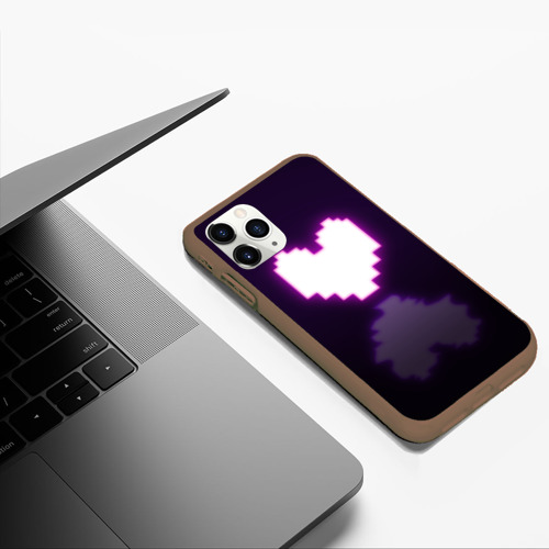 Чехол для iPhone 11 Pro Max матовый Undertale heart neon, цвет коричневый - фото 5