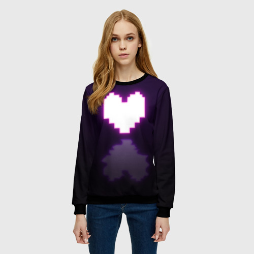 Женский свитшот 3D с принтом Undertale heart neon, фото на моделе #1