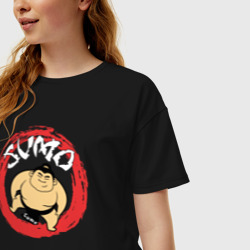 Женская футболка хлопок Oversize Sumo fighter sun - фото 2