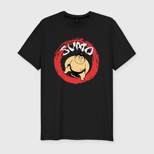 Мужская футболка хлопок Slim Sumo fighter sun, цвет черный