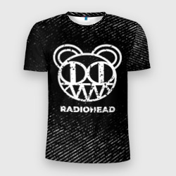 Мужская футболка 3D Slim Radiohead с потертостями на темном фоне