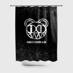 Штора 3D для ванной Radiohead с потертостями на темном фоне