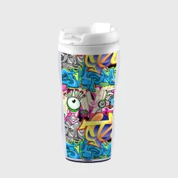 Термокружка-непроливайка Велосипедист и глаз граффити