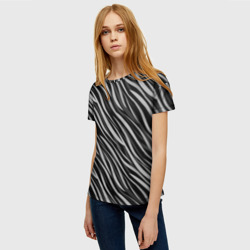 Женская футболка 3D Полосатый черно-серый узор Зебра - фото 2