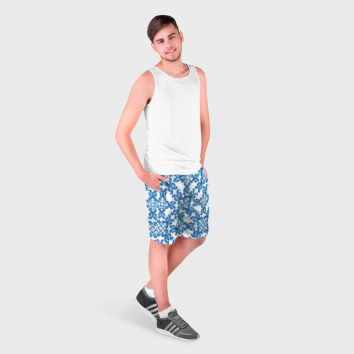 Мужские шорты 3D с принтом Гжель рисунок цветы, фото на моделе #1