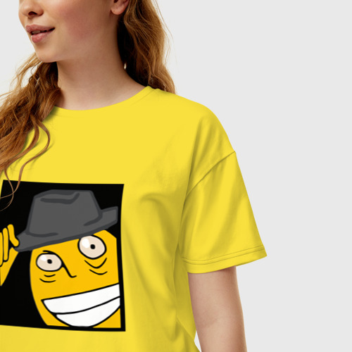 Женская футболка хлопок Oversize Рофлан здарова, цвет желтый - фото 3