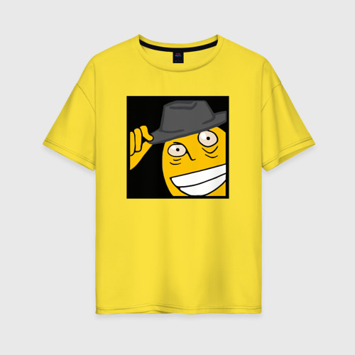 Женская футболка хлопок Oversize Рофлан здарова, цвет желтый