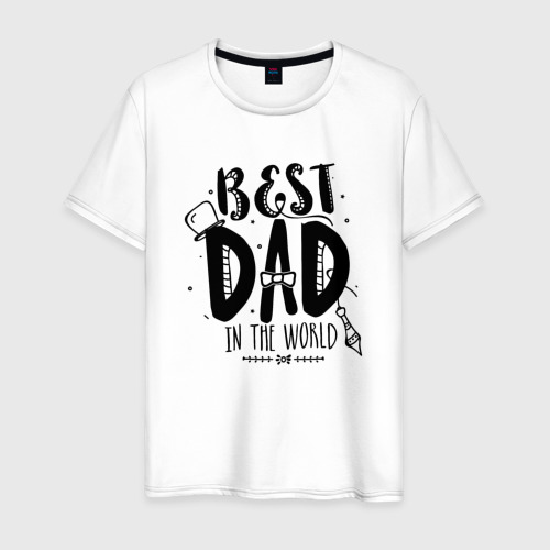 Мужская футболка из хлопка с принтом Самый лучший отец на свете, вид спереди №1