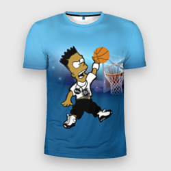 Мужская футболка 3D Slim Bart Simpson забивает мяч в кольцо