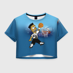 Женская футболка Crop-top 3D Bart Simpson забивает мяч в кольцо