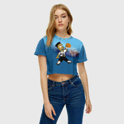 Женская футболка Crop-top 3D Bart Simpson забивает мяч в кольцо - фото 2