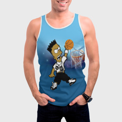 Мужская майка 3D Bart Simpson забивает мяч в кольцо - фото 2