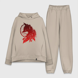 Женский костюм хлопок Oversize Ловец снов и лис с перьями