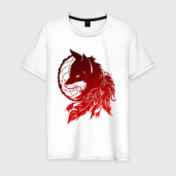 Мужская футболка хлопок Ловец снов и лис с перьями