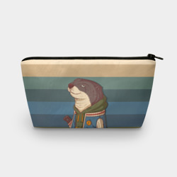 Косметичка 3D Хорек на полосатом фоне