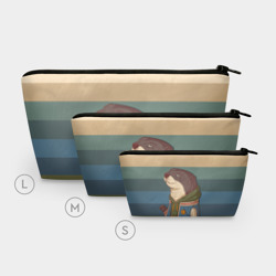 Косметичка 3D Хорек на полосатом фоне - фото 2