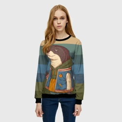 Женский свитшот 3D Хорек на полосатом фоне - фото 2