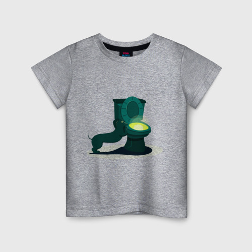 Детская футболка хлопок Любопытная Такса, цвет меланж